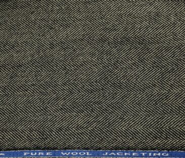 OCM Men's Wool Herringbone Very Thick  Unstitched Tweed Jacketing & Blazer Fabric (Pistachious Grey)