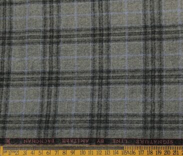 OCM Men's Wool Checks Super 100's Unstitched Tweed Jacketing & Blazer Fabric (Light Grey)