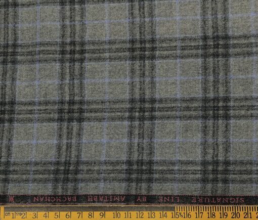 OCM Men's Wool Checks Super 100's Unstitched Tweed Jacketing & Blazer Fabric (Light Grey)
