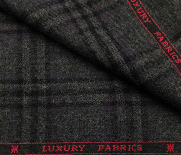 OCM Men's Wool Checks Very Fine  Unstitched Tweed Jacketing & Blazer Fabric (Dark Grey)