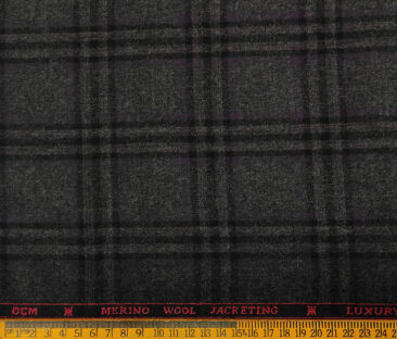 OCM Men's Wool Checks Very Fine  Unstitched Tweed Jacketing & Blazer Fabric (Dark Grey)
