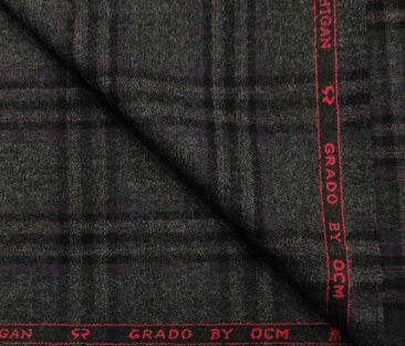 OCM Men's Wool Checks Very Fine  Unstitched Tweed Jacketing & Blazer Fabric (Dark Grey)