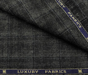 OCM Men's Wool Checks Very Fine Unstitched Tweed Jacketing & Blazer Fabric (Dark Grey)