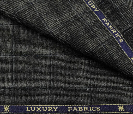 OCM Men's Wool Checks Very Fine Unstitched Tweed Jacketing & Blazer Fabric (Dark Grey)