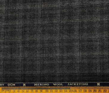 OCM Men's Wool Checks Very Fine Unstitched Tweed Jacketing & Blazer Fabric (Dark Grey)