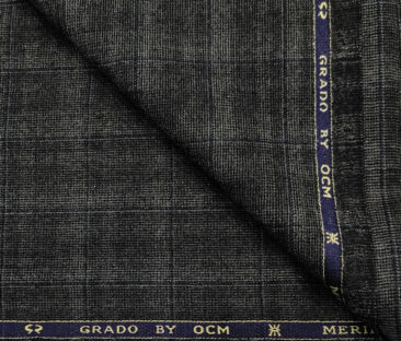OCM Men's Wool Checks Very Fine Unstitched Tweed Jacketing & Blazer Fabric (Dark Grey)