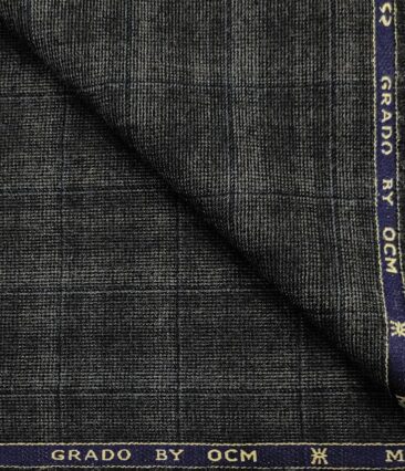 OCM Men's Wool Checks Very Fine Unstitched Tweed Jacketing & Blazer Fabric (Dark Grey)
