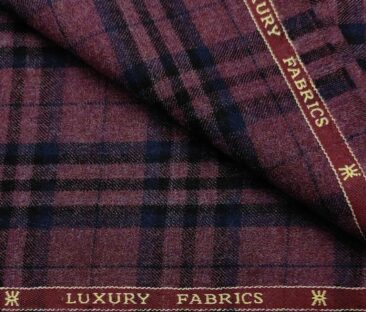 OCM Men's Wool Checks Very Fine  Unstitched Tweed Jacketing & Blazer Fabric (Grape Purple)