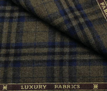 OCM Men's Wool Checks Very Fine Unstitched Tweed Jacketing & Blazer Fabric (Brown)