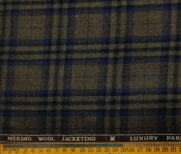 OCM Men's Wool Checks Very Fine Unstitched Tweed Jacketing & Blazer Fabric (Brown)