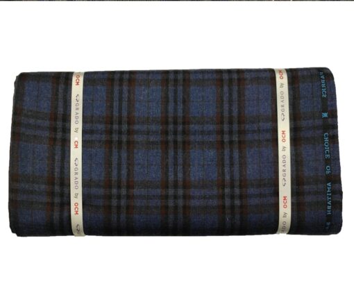 OCM Men's Wool Checks Very Fine  Unstitched Tweed Jacketing & Blazer Fabric (Royal Blue) - Image 5