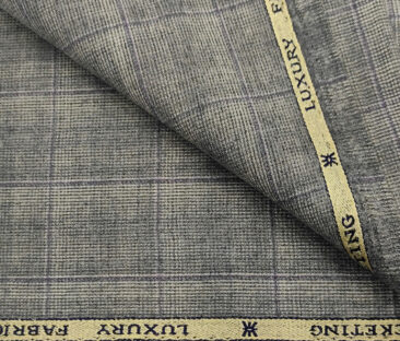 OCM Men's Wool Checks Very Fine Unstitched Tweed Jacketing & Blazer Fabric (Light Grey)