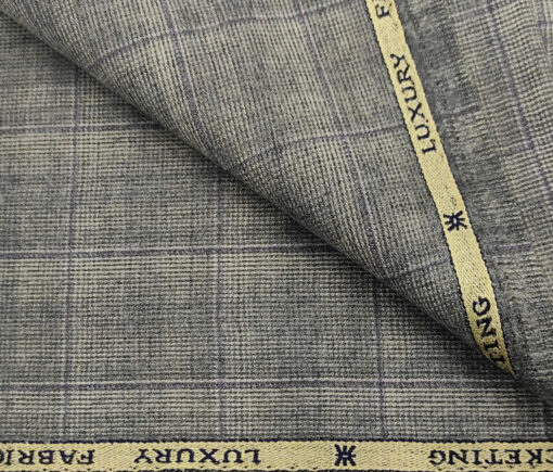 OCM Men's Wool Checks Very Fine Unstitched Tweed Jacketing & Blazer Fabric (Light Grey)