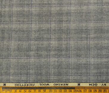 OCM Men's Wool Checks Very Fine Unstitched Tweed Jacketing & Blazer Fabric (Light Grey)