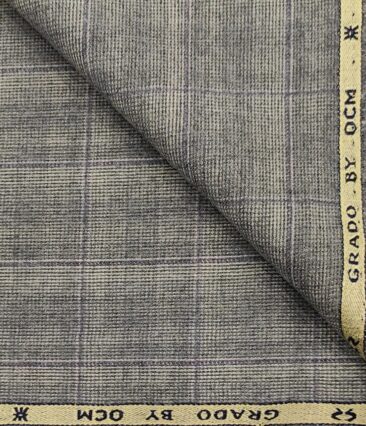 OCM Men's Wool Checks Very Fine Unstitched Tweed Jacketing & Blazer Fabric (Light Grey)