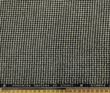 OCM Men's Wool Houndstooth Thick Reversible Unstitched Tweed Jacketing & Blazer Fabric (White & Black)