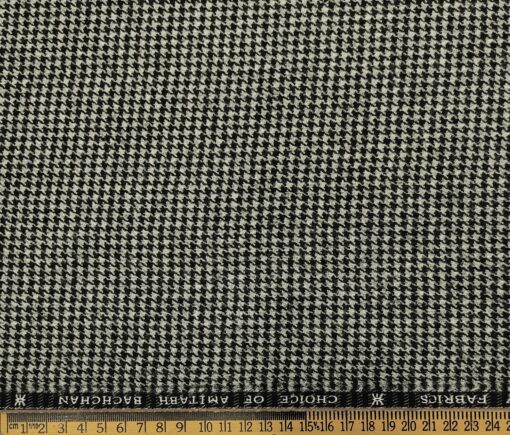 OCM Men's Wool Houndstooth Thick Reversible Unstitched Tweed Jacketing & Blazer Fabric (White & Black)