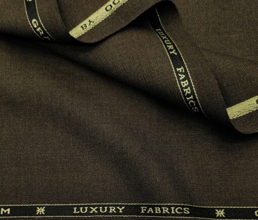 OCM Men's Wool Solids   Unstitched Suiting Fabric (Dark Brown)