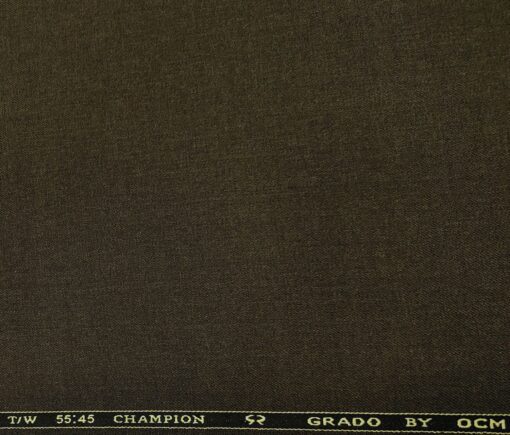 OCM Men's Wool Solids   Unstitched Suiting Fabric (Dark Brown)
