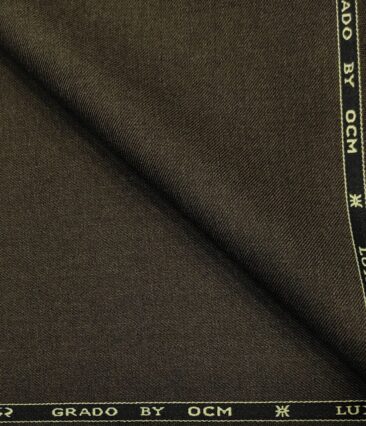 OCM Men's Wool Solids   Unstitched Suiting Fabric (Dark Brown)