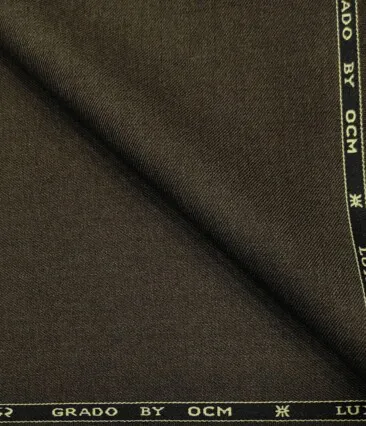 OCM Men's Wool Solids   Unstitched Suiting Fabric (Dark Brown)