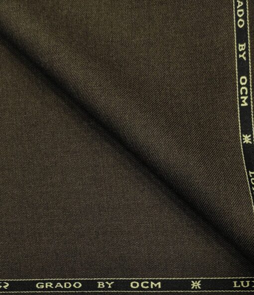 OCM Men's Wool Solids   Unstitched Suiting Fabric (Dark Brown)