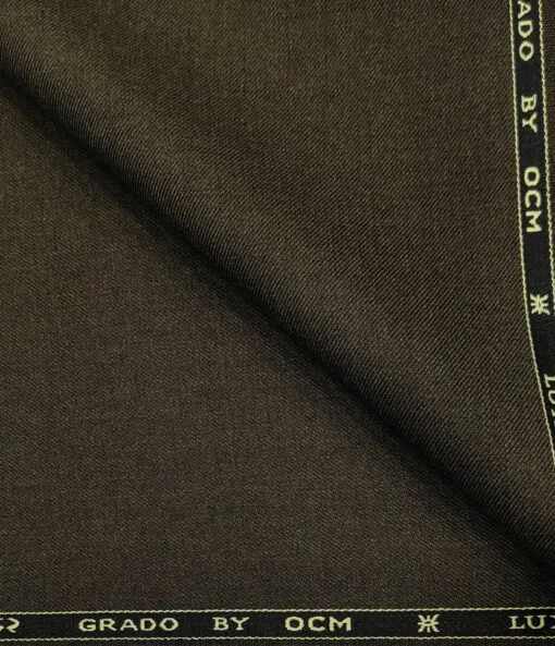 OCM Men's Wool Solids   Unstitched Suiting Fabric (Dark Brown)