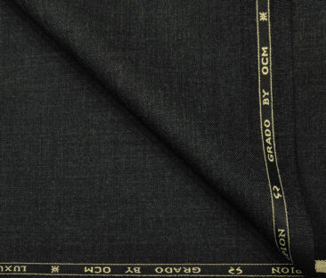 OCM Men's Wool Solids   Unstitched Suiting Fabric (Dark Grey)