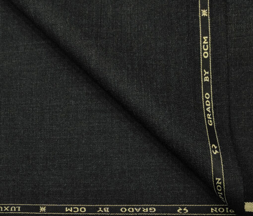 OCM Men's Wool Solids   Unstitched Suiting Fabric (Dark Grey)