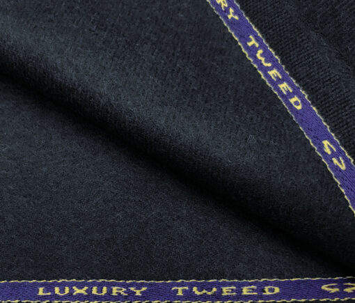 OCM Men's Wool Solids Very Thick & Rough 2.20 Meter Unstitched Tweed Jacketing & Blazer Fabric (Dark Blue)