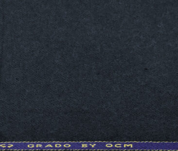 OCM Men's Wool Solids Very Thick & Rough 2.20 Meter Unstitched Tweed Jacketing & Blazer Fabric (Dark Blue)