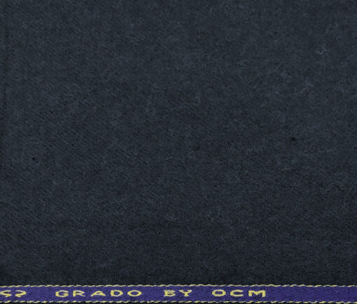 OCM Men's Wool Solids Very Thick & Rough 2.20 Meter Unstitched Tweed Jacketing & Blazer Fabric (Dark Blue)