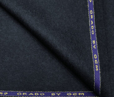 OCM Men's Wool Solids Very Thick & Rough 2.20 Meter Unstitched Tweed Jacketing & Blazer Fabric (Dark Blue)