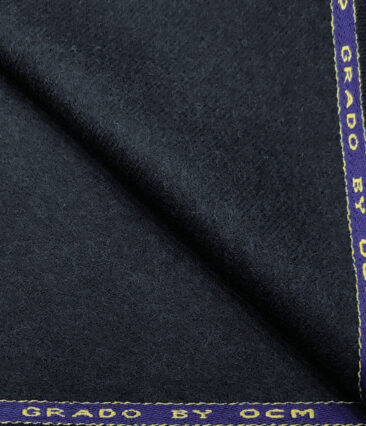 OCM Men's Wool Solids Very Thick & Rough 2.20 Meter Unstitched Tweed Jacketing & Blazer Fabric (Dark Blue)