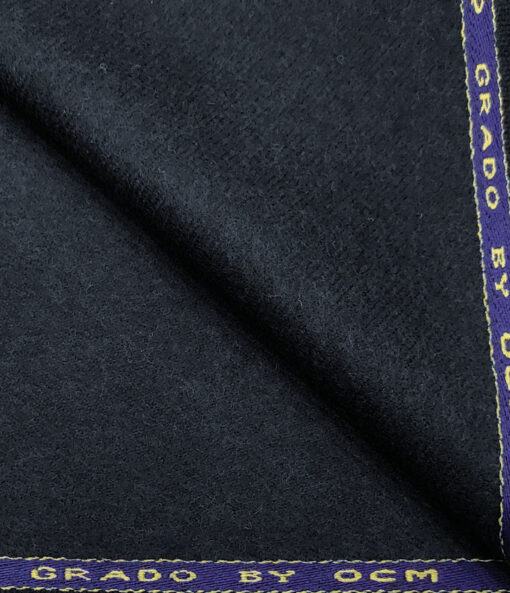 OCM Men's Wool Solids Very Thick & Rough 2.20 Meter Unstitched Tweed Jacketing & Blazer Fabric (Dark Blue)