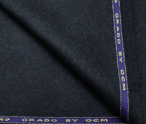 OCM Men's Wool Solids Very Thick & Rough 2.20 Meter Unstitched Tweed Jacketing & Blazer Fabric (Dark Blue)