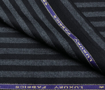 OCM Men's Wool Striped Medium & Soft 2 Meter Unstitched Tweed Jacketing & Blazer Fabric (Dark Navy Blue)