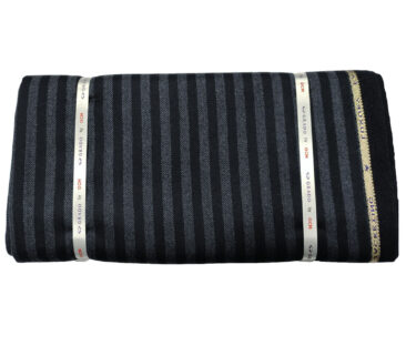 OCM Men's Wool Striped Medium & Soft 2 Meter Unstitched Tweed Jacketing & Blazer Fabric (Dark Navy Blue)