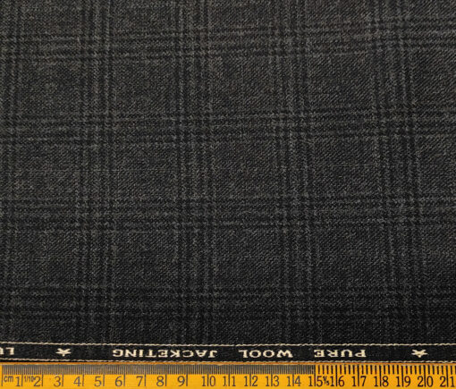 OCM Men's Wool Checks Medium & Soft 2 Meter Unstitched Tweed Jacketing & Blazer Fabric (Blackish Grey)