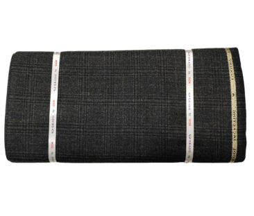 OCM Men's Wool Checks Medium & Soft 2 Meter Unstitched Tweed Jacketing & Blazer Fabric (Blackish Grey)