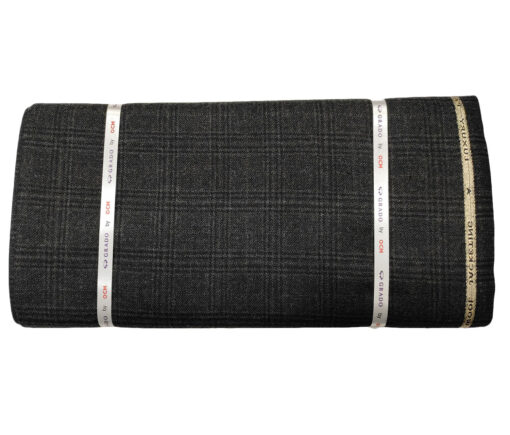 OCM Men's Wool Checks Medium & Soft 2 Meter Unstitched Tweed Jacketing & Blazer Fabric (Blackish Grey)