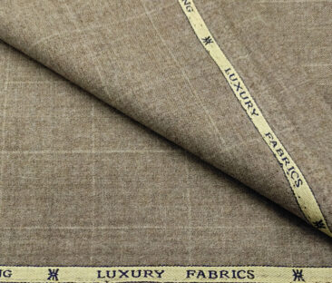 OCM Men's Wool Checks Very Fine & Soft 2 Meter Unstitched Tweed Jacketing & Blazer Fabric (Medium Brown)