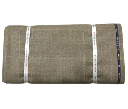OCM Men's Wool Checks Very Fine & Soft 2 Meter Unstitched Tweed Jacketing & Blazer Fabric (Medium Brown)