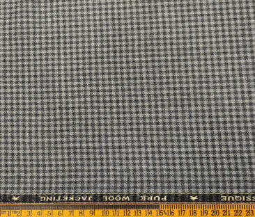 OCM Men's Wool Checks Medium & Soft 2 Meter Unstitched Tweed Jacketing & Blazer Fabric (Light Grey )