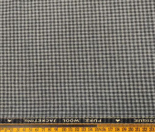 OCM Men's Wool Checks Medium & Soft 2 Meter Unstitched Tweed Jacketing & Blazer Fabric (Light Grey )
