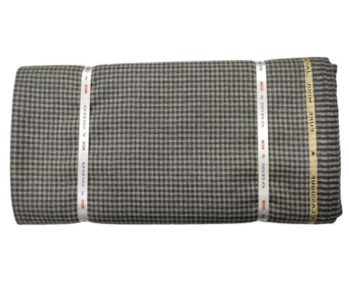 OCM Men's Wool Checks Medium & Soft 2 Meter Unstitched Tweed Jacketing & Blazer Fabric (Light Grey )