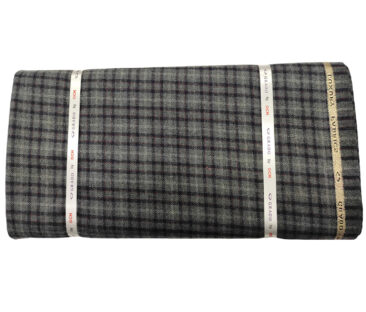 OCM Men's Wool Checks Medium & Soft 2 Meter Unstitched Tweed Jacketing & Blazer Fabric (Dark Grey)
