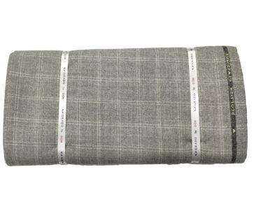 OCM Men's Wool Checks Medium & Soft 2 Meter Unstitched Tweed Jacketing & Blazer Fabric (Light Grey)