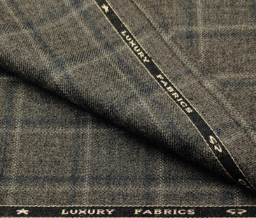OCM Men's Wool Checks Medium & Soft 2 Meter Unstitched Tweed Jacketing & Blazer Fabric (Dark Brown)