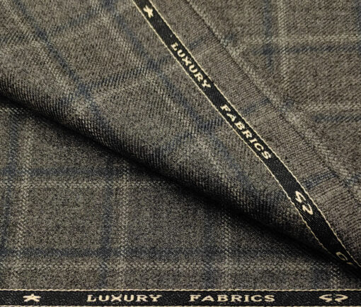 OCM Men's Wool Checks Medium & Soft 2 Meter Unstitched Tweed Jacketing & Blazer Fabric (Dark Brown)